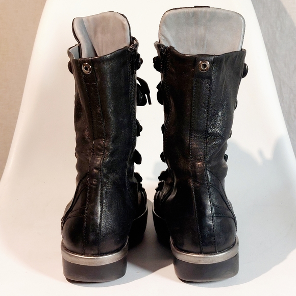 Andìa Fora black leather side-zip laced combat boots, EU41, EUC - Picture 7 of 15